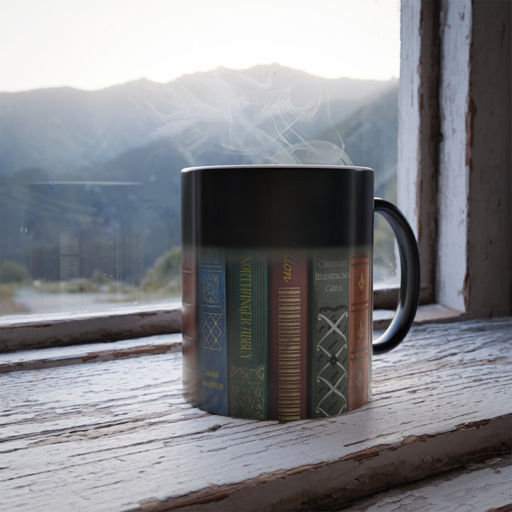Color-Changing Book Spine Mug — 11oz Literary Morphing Coffee Cup