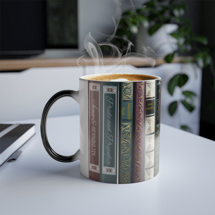 Color-Changing Book Spine Mug — 11oz Literary Morphing Coffee Cup