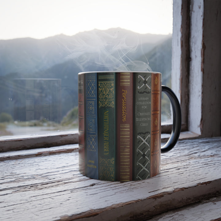 Color-Changing Book Spine Mug — 11oz Literary Morphing Coffee Cup