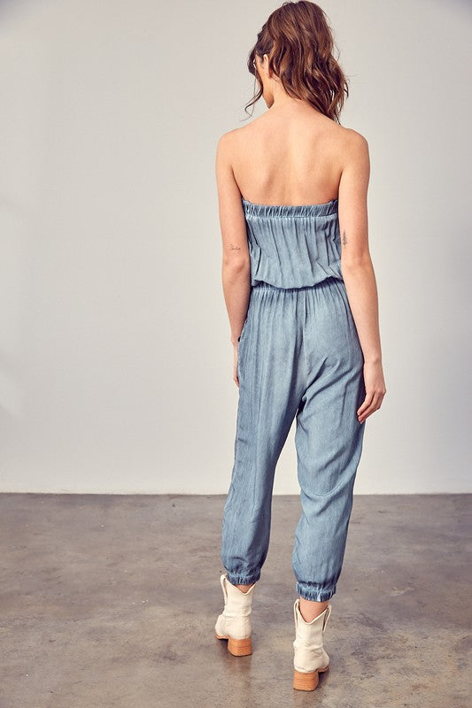 heather blue strapless jumper