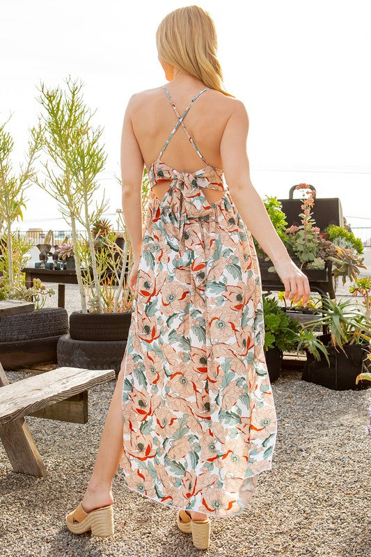 Tie Back Floral Dress