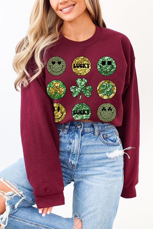 Smile it's St Patrick's Day Graphic Fleece Sweatshirt