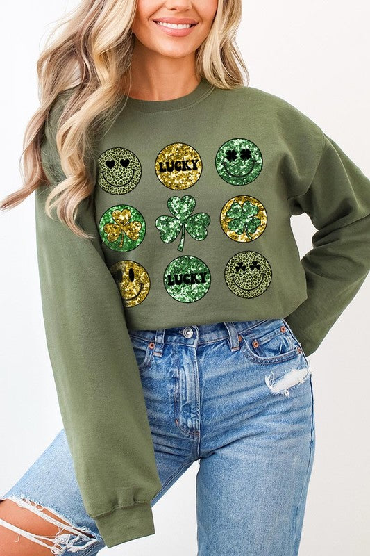 Smile it's St Patrick's Day Graphic Fleece Sweatshirt