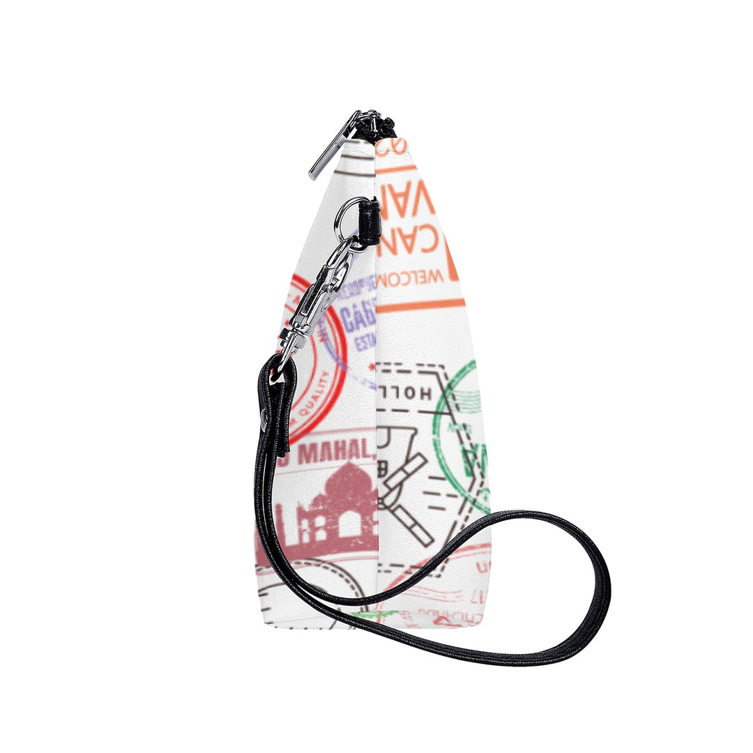 Vintage Passport Stamps Cosmetic Bag With Black Handle