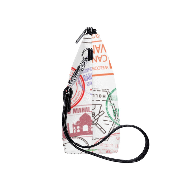 Vintage Passport Stamps Cosmetic Bag With Black Handle