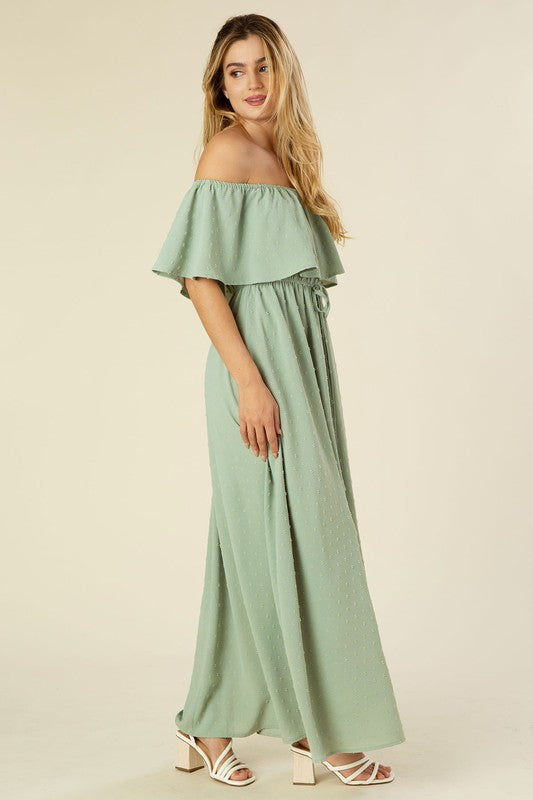 Sage Off-Shoulder Dress