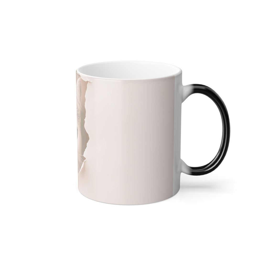 Color-Changing Cat Mug — 11 oz Morphing Coffee Cup with White Cat Portrait