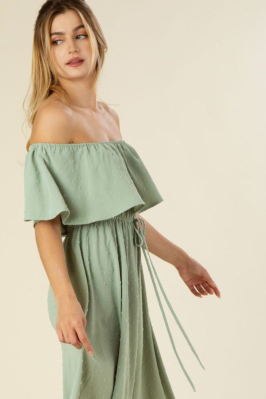 Sage Off-Shoulder Dress