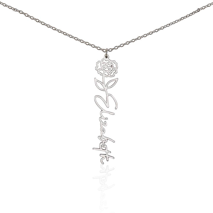 Custom Birth Flower & Name Necklace