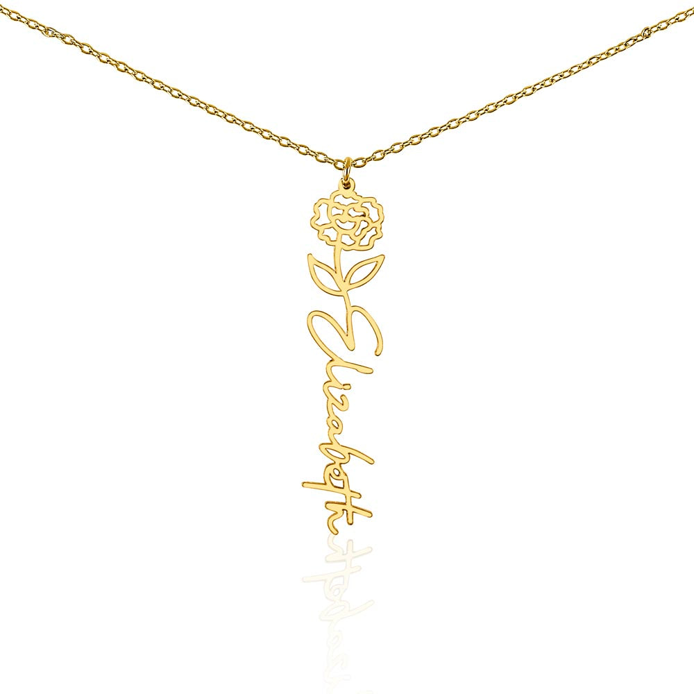 Custom Birth Flower & Name Necklace