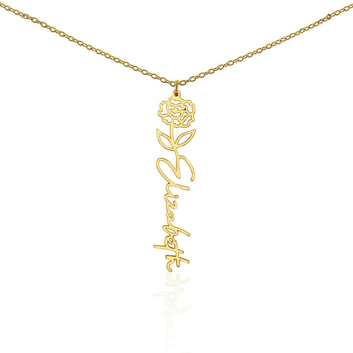 Custom Birth Flower & Name Necklace