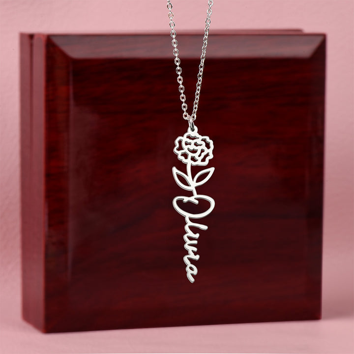 Custom Birth Flower & Name Necklace