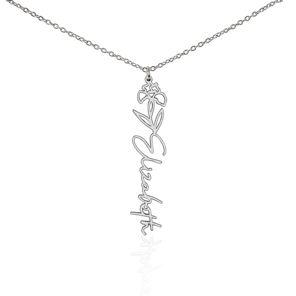 Custom Birth Flower & Name Necklace