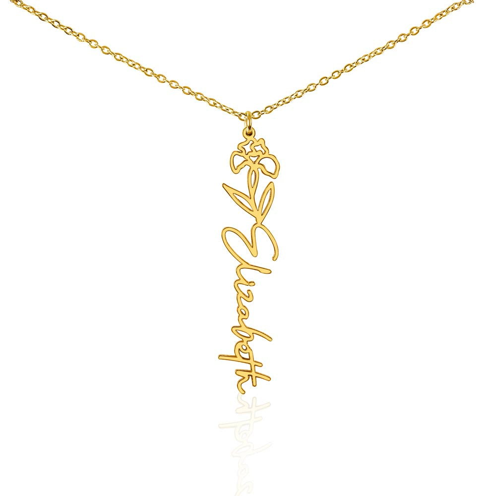 Custom Birth Flower & Name Necklace
