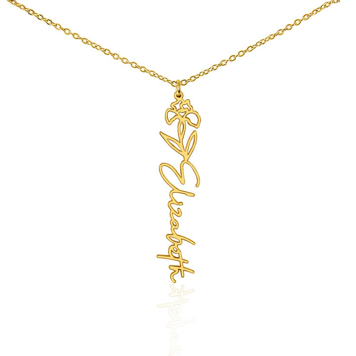 Custom Birth Flower & Name Necklace