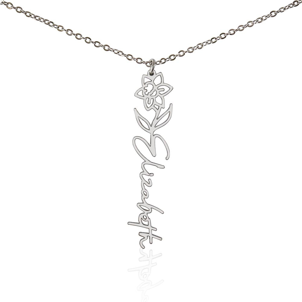 Custom Birth Flower & Name Necklace