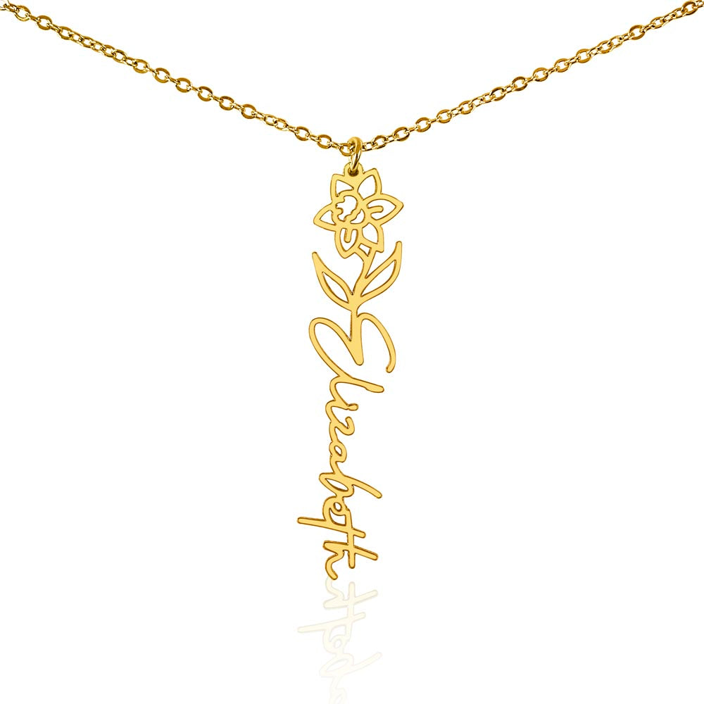 Custom Birth Flower & Name Necklace