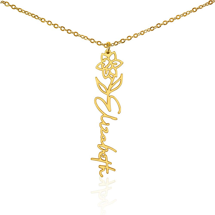 Custom Birth Flower & Name Necklace