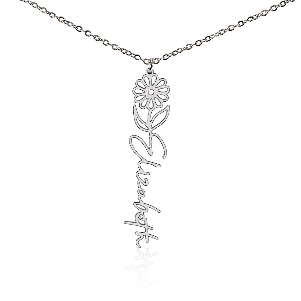 Custom Birth Flower & Name Necklace