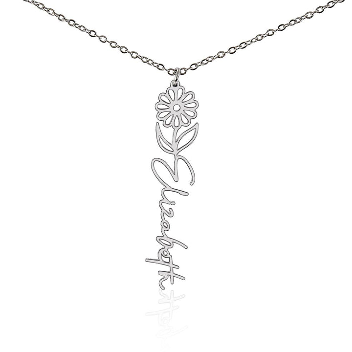 Custom Birth Flower & Name Necklace