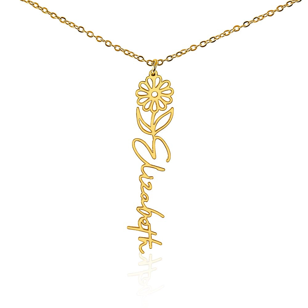 Custom Birth Flower & Name Necklace