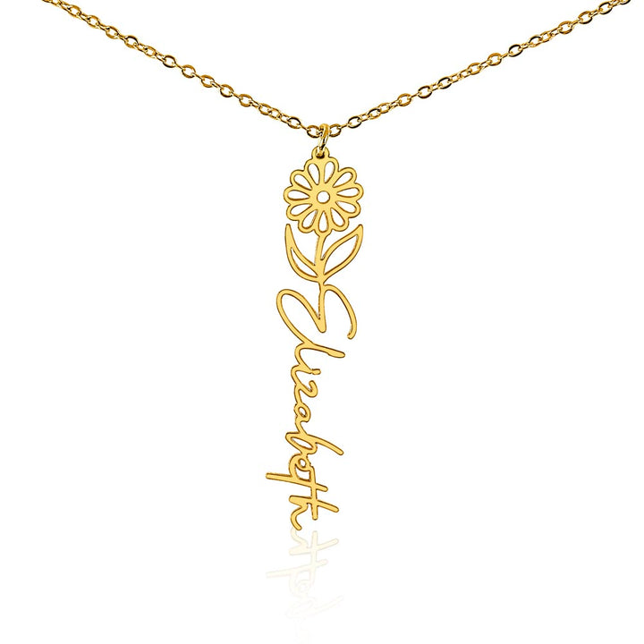 Custom Birth Flower & Name Necklace