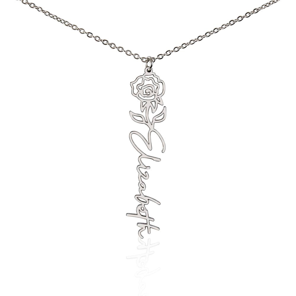 Custom Birth Flower & Name Necklace