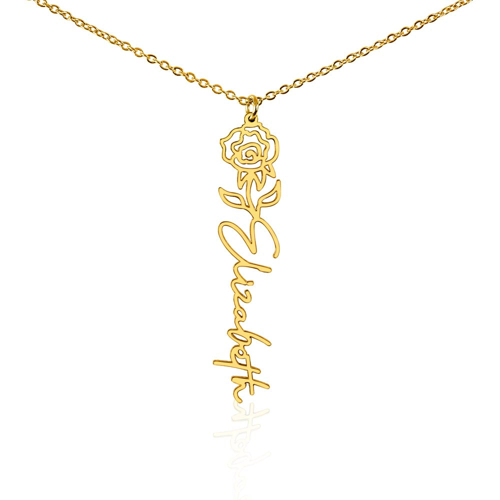 Custom Birth Flower & Name Necklace