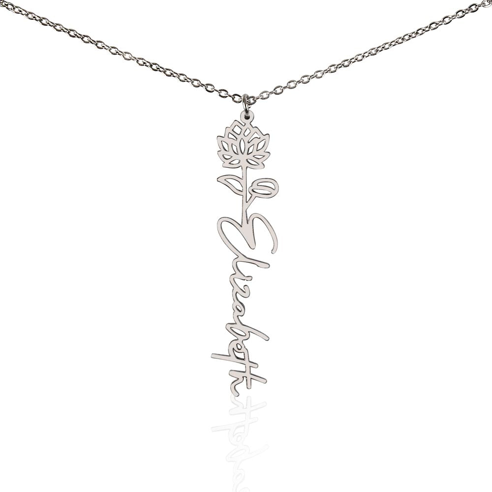 Custom Birth Flower & Name Necklace
