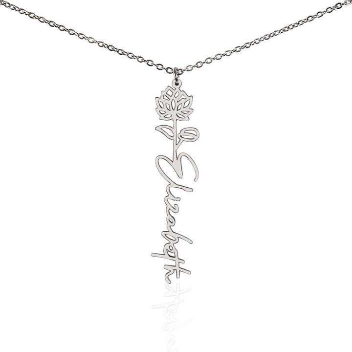 Custom Birth Flower & Name Necklace