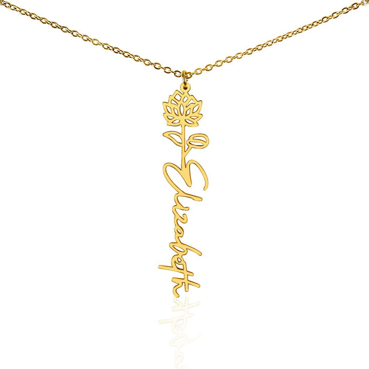 Custom Birth Flower & Name Necklace