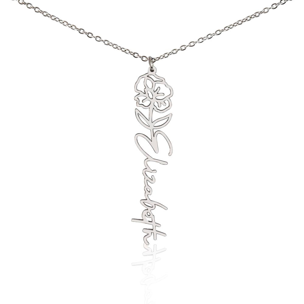Custom Birth Flower & Name Necklace