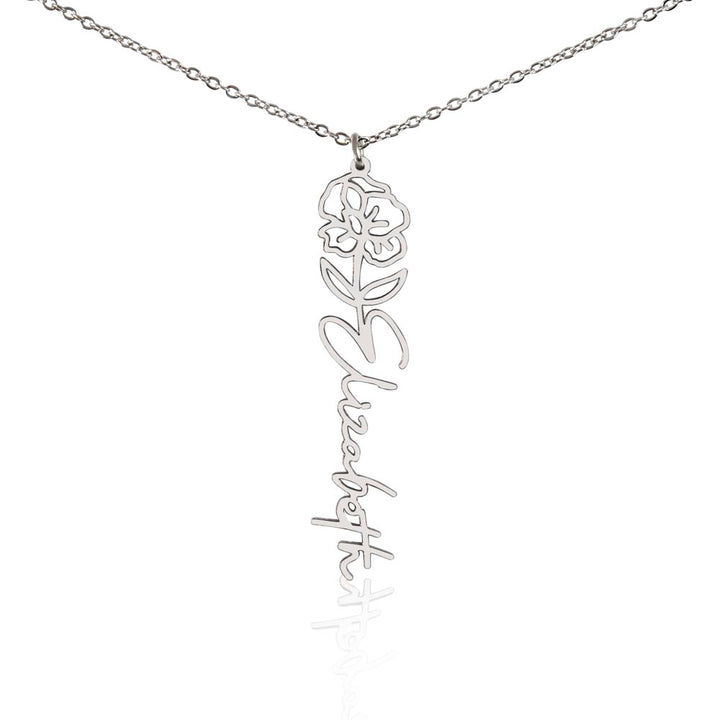 Custom Birth Flower & Name Necklace