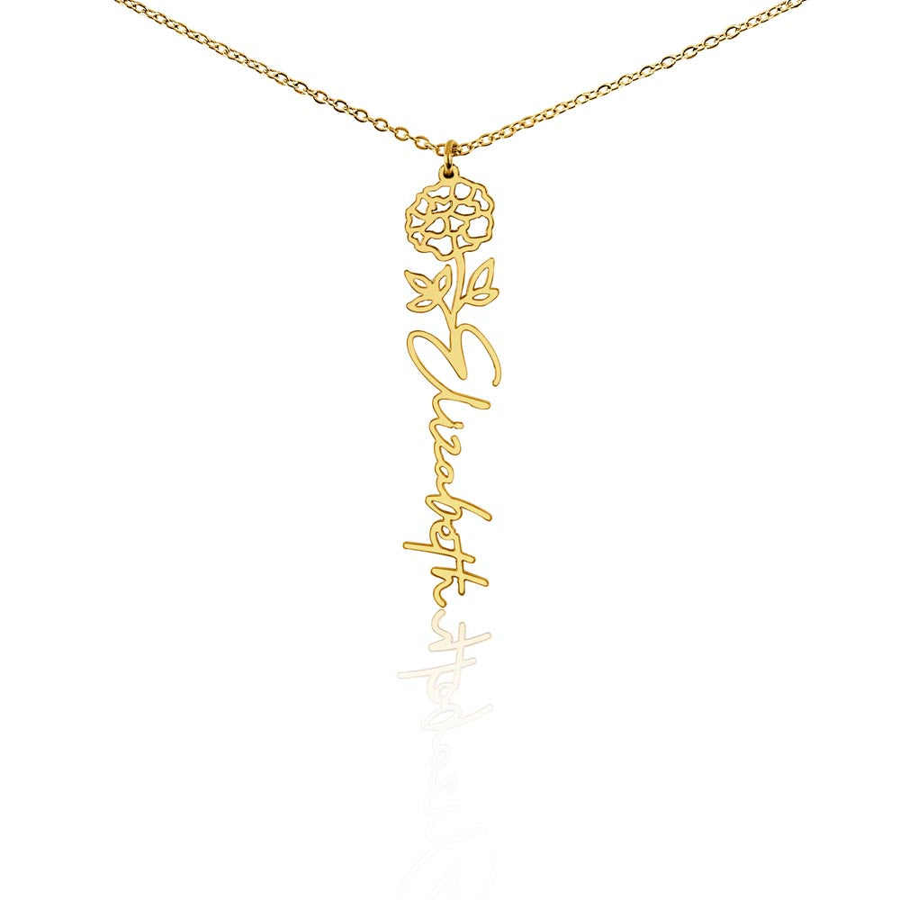 Custom Birth Flower & Name Necklace