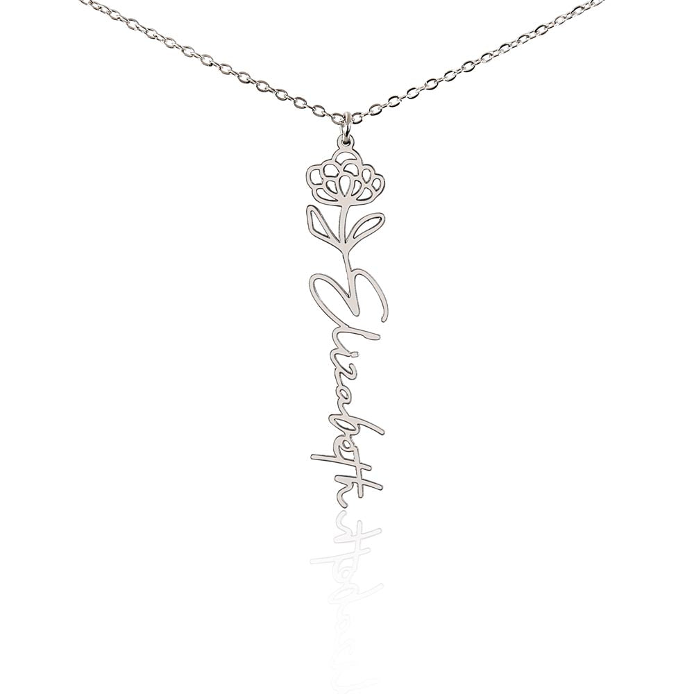 Custom Birth Flower & Name Necklace