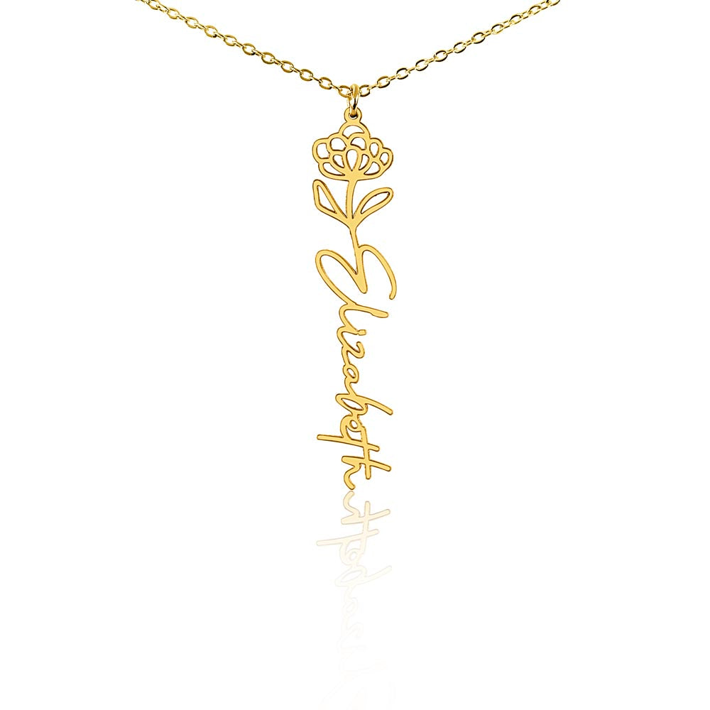 Custom Birth Flower & Name Necklace