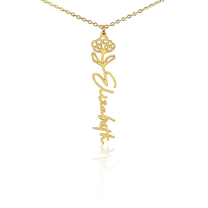 Custom Birth Flower & Name Necklace