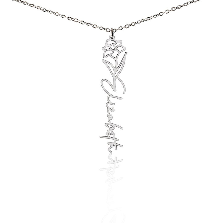 Custom Birth Flower & Name Necklace