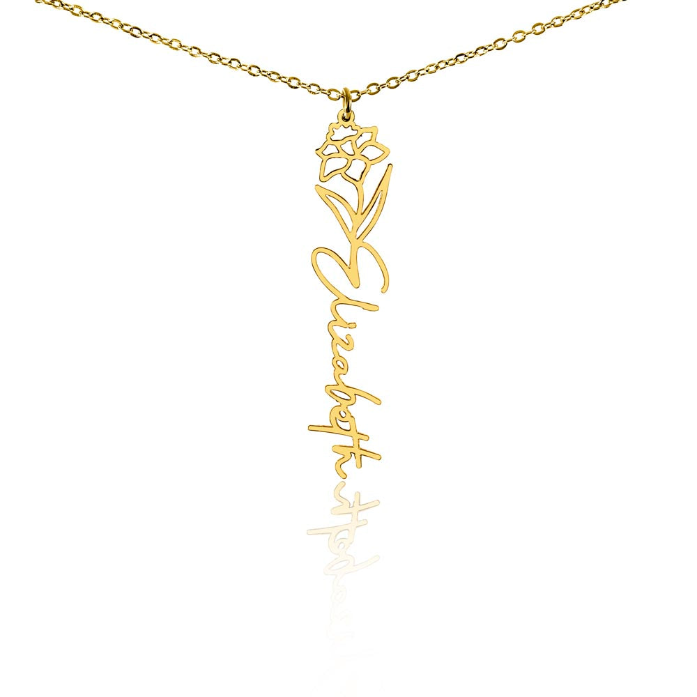 Custom Birth Flower & Name Necklace