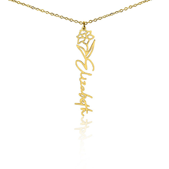 Custom Birth Flower & Name Necklace